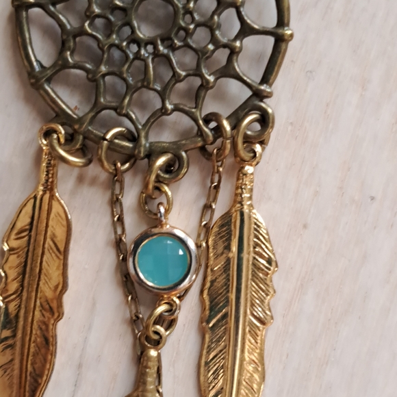 Dream Catcher Pendant with a Genuine Aqua Chalcedony Gemstone. - Picture 2 of 13